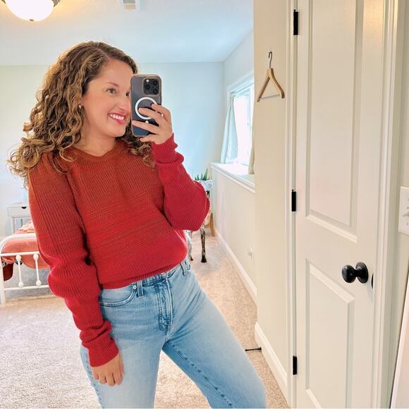 Intermix Orange Pink Wool Ombre Sweater Medium - Picture 1 of 12